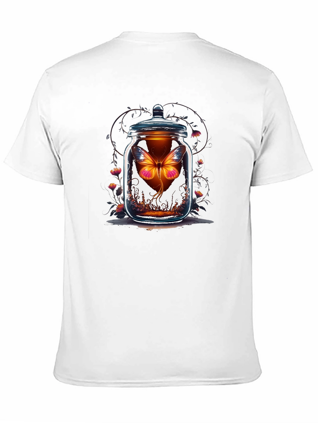 Butterfly in Jar Graphic Tee - Black Cotton T-Shirt