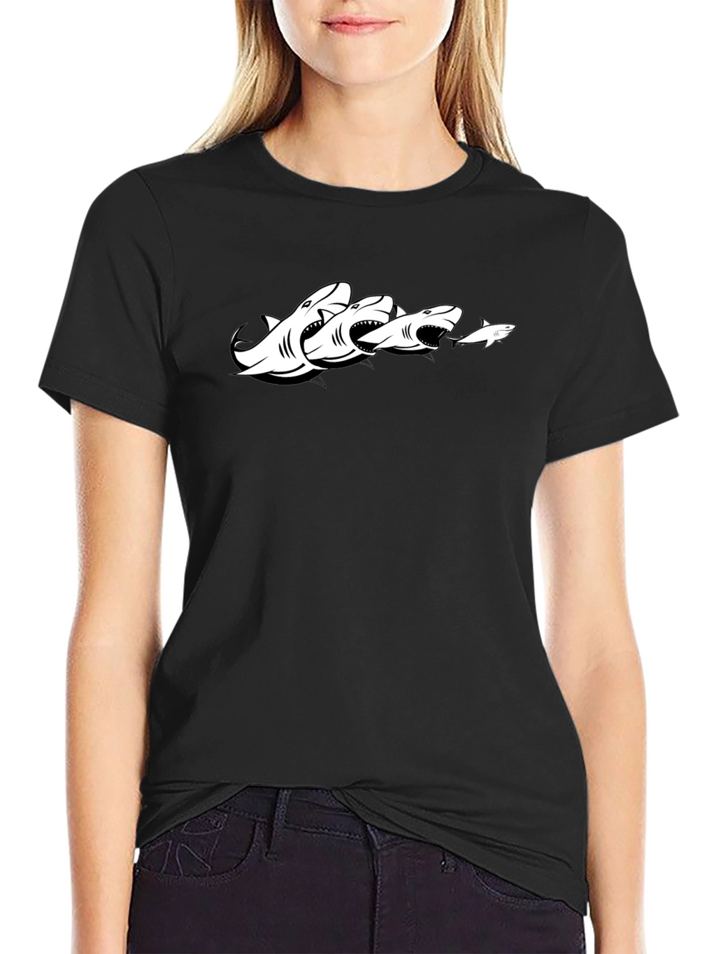 Shark Chain Graphic Tee - Black