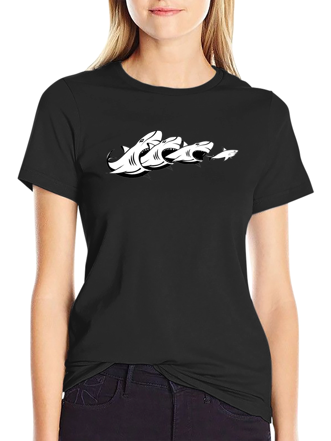 Shark Chain Graphic Tee - Black