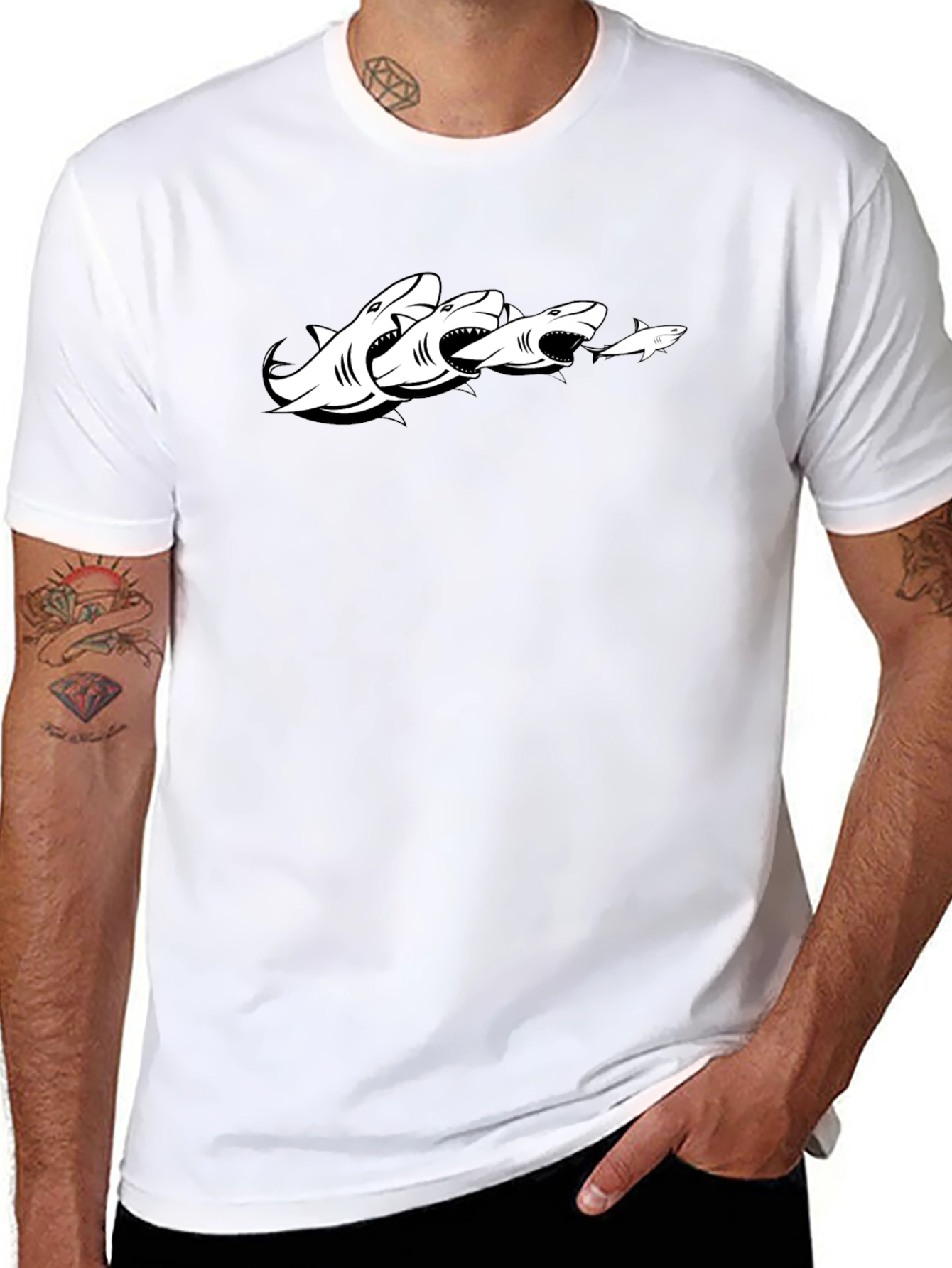 Shark Chain Graphic Tee - Black