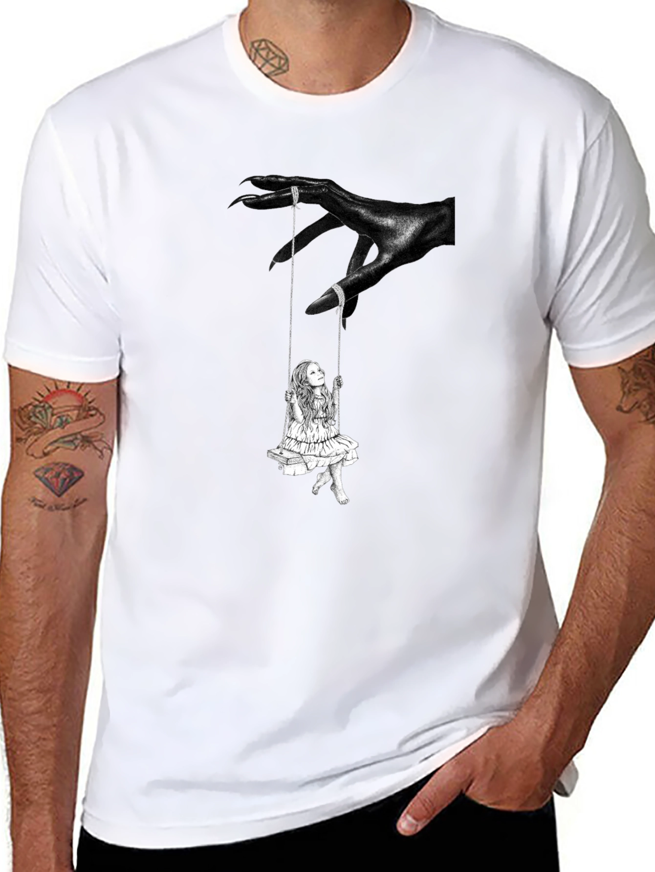 Dark Fantasy Swing Graphic Tee - Edgy Style