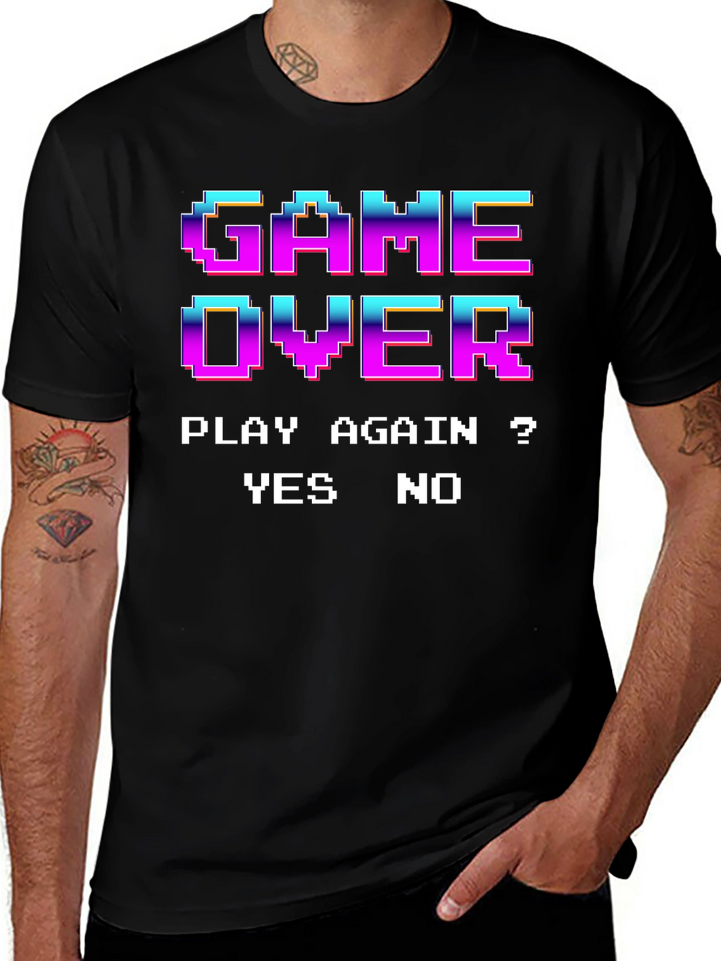 Retro Game Over Pixel Art T-Shirt - Play Again?