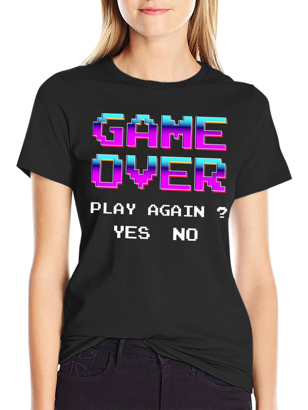 Retro Game Over Pixel Art T-Shirt - Play Again?