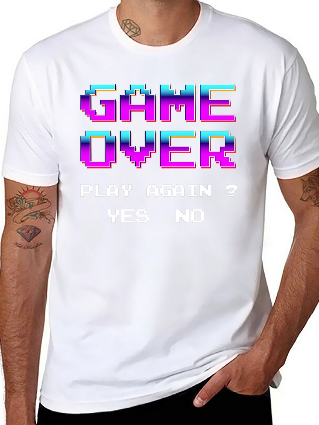 Retro Game Over Pixel Art T-Shirt - Play Again?