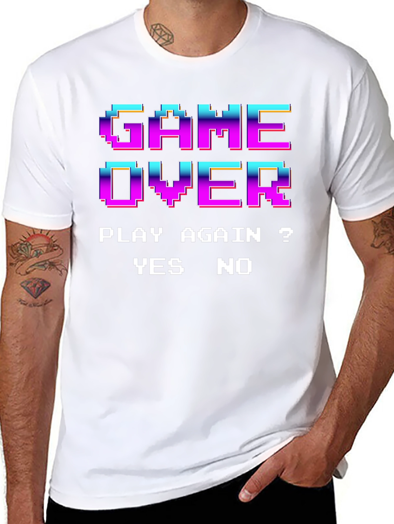 Retro Game Over Pixel Art T-Shirt - Play Again?