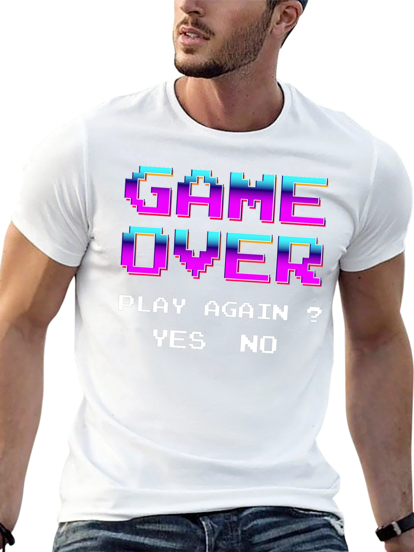 Retro Game Over Pixel Art T-Shirt - Play Again?