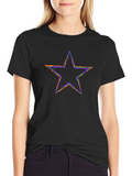 Rainbow Star Graphic Tee - Black Cotton T-Shirt