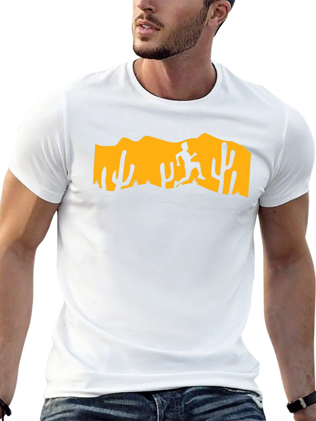 Desert Runner Graphic Tee - Black Cotton T-Shirt