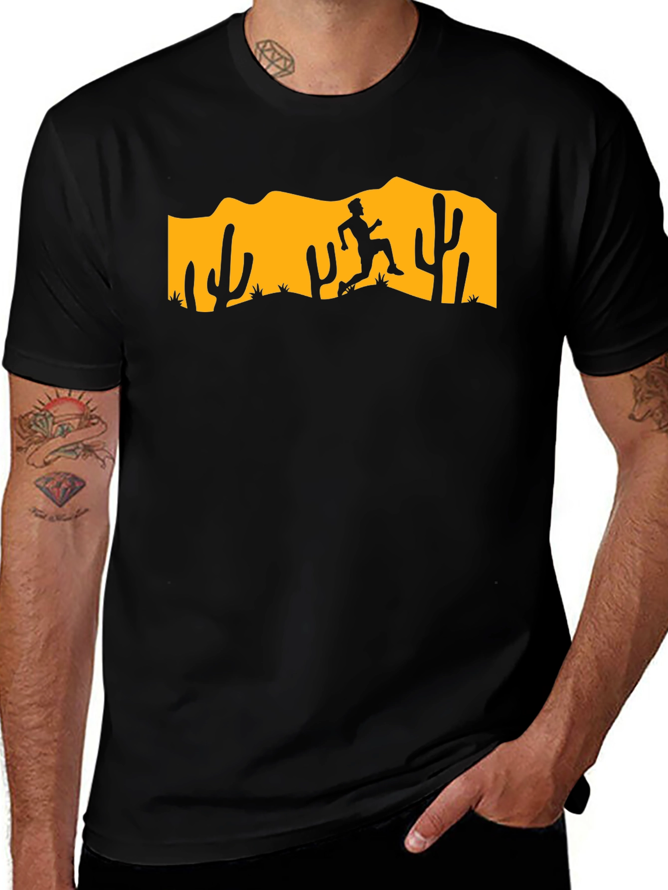 Desert Runner Graphic Tee - Black Cotton T-Shirt