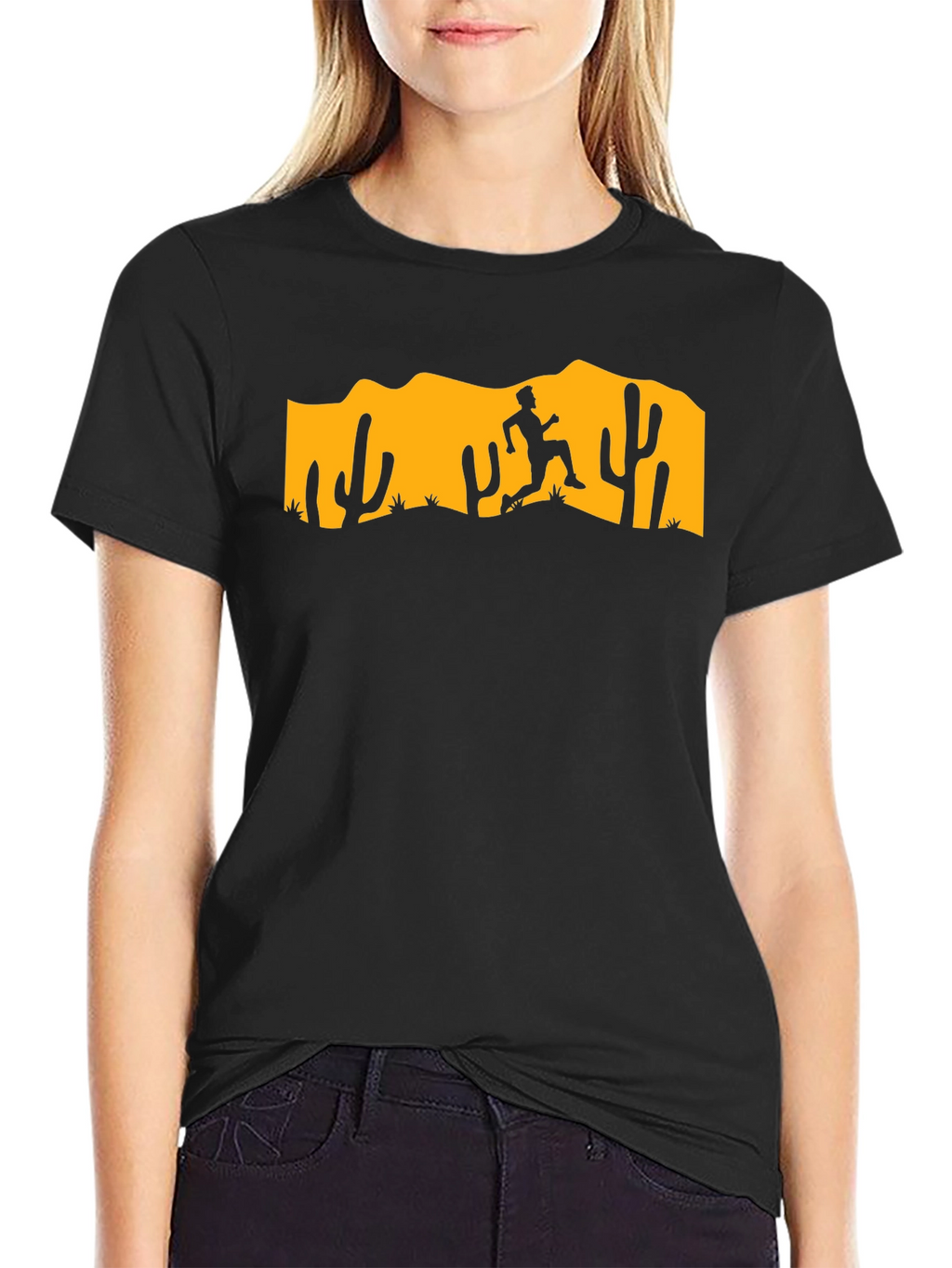 Desert Runner Graphic Tee - Black Cotton T-Shirt