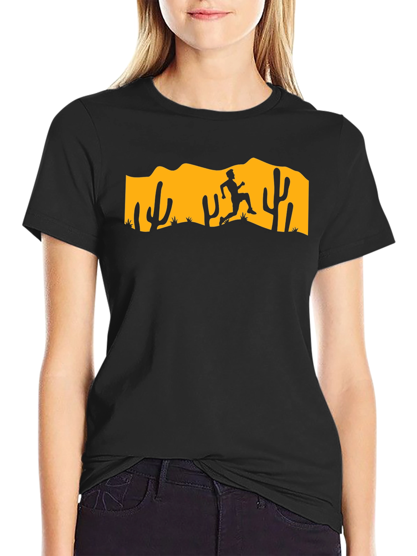 Desert Runner Graphic Tee - Black Cotton T-Shirt