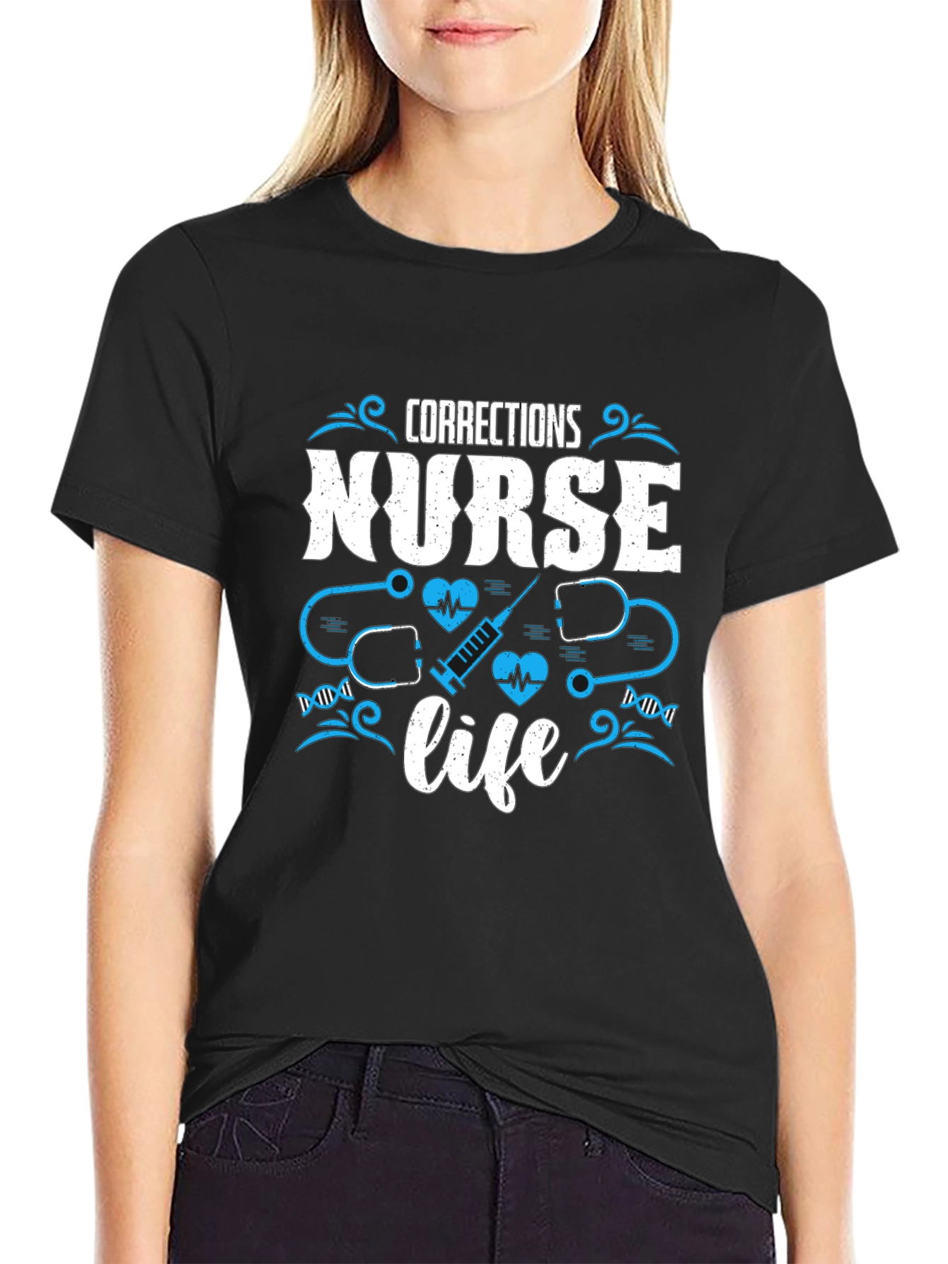 Corrections Nurse Life T-Shirt - Black Cotton Tee