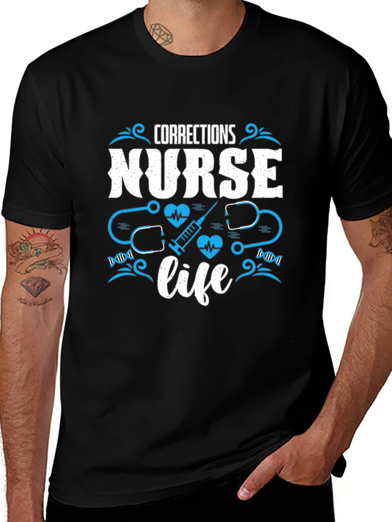 Corrections Nurse Life T-Shirt - Black Cotton Tee