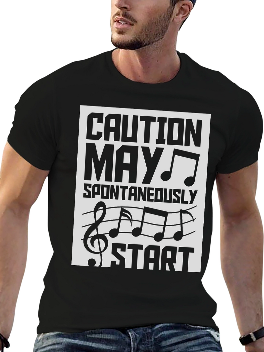 Caution May Spontaneously Start Music T-Shirt