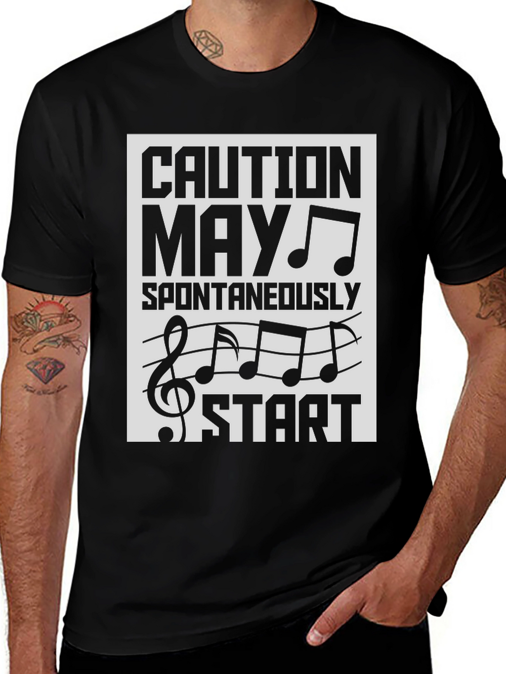 Caution May Spontaneously Start Music T-Shirt