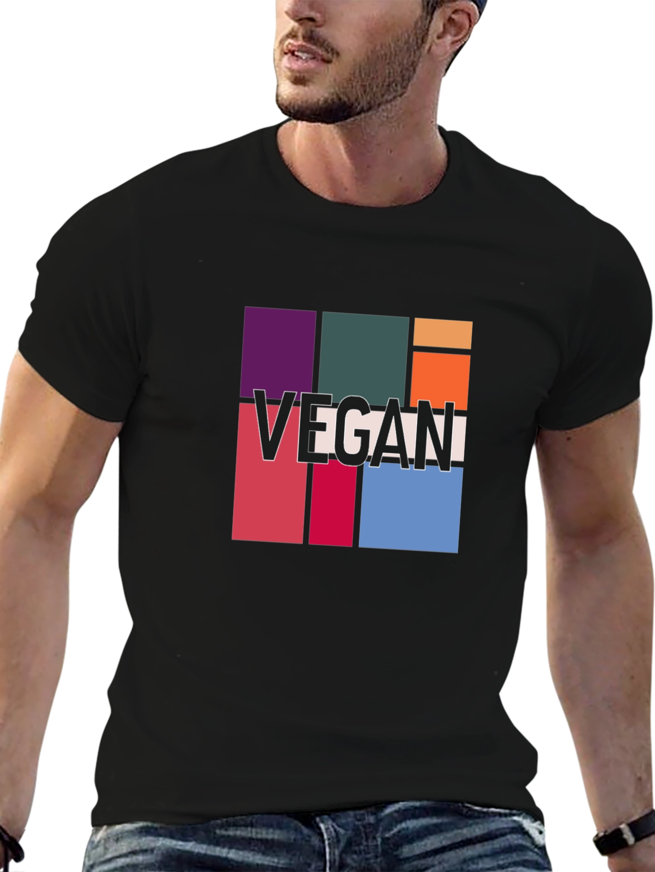 Vegan Color Block Graphic Tee