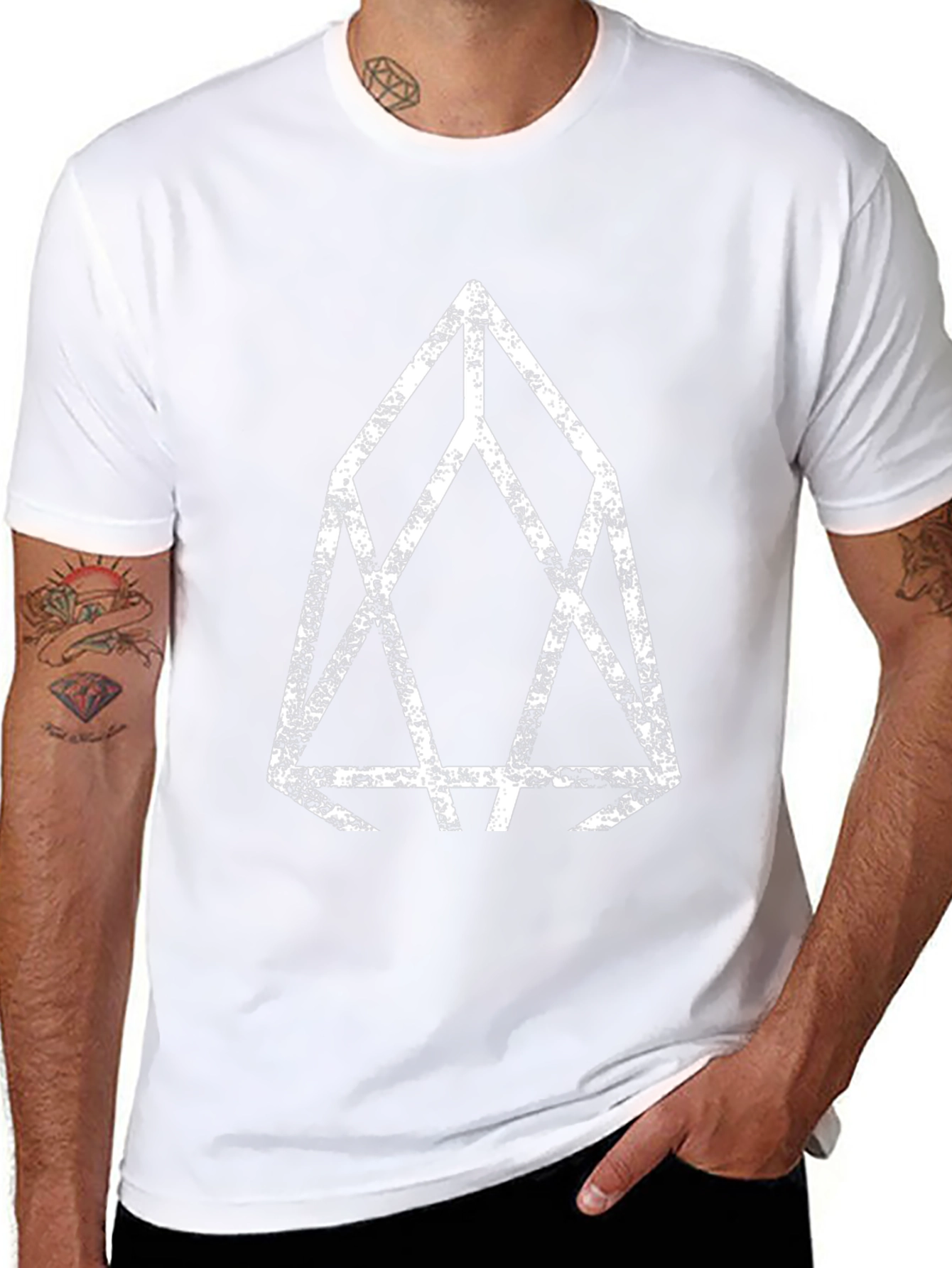 Abstract Geometric Design Tee - Black Cotton Blend
