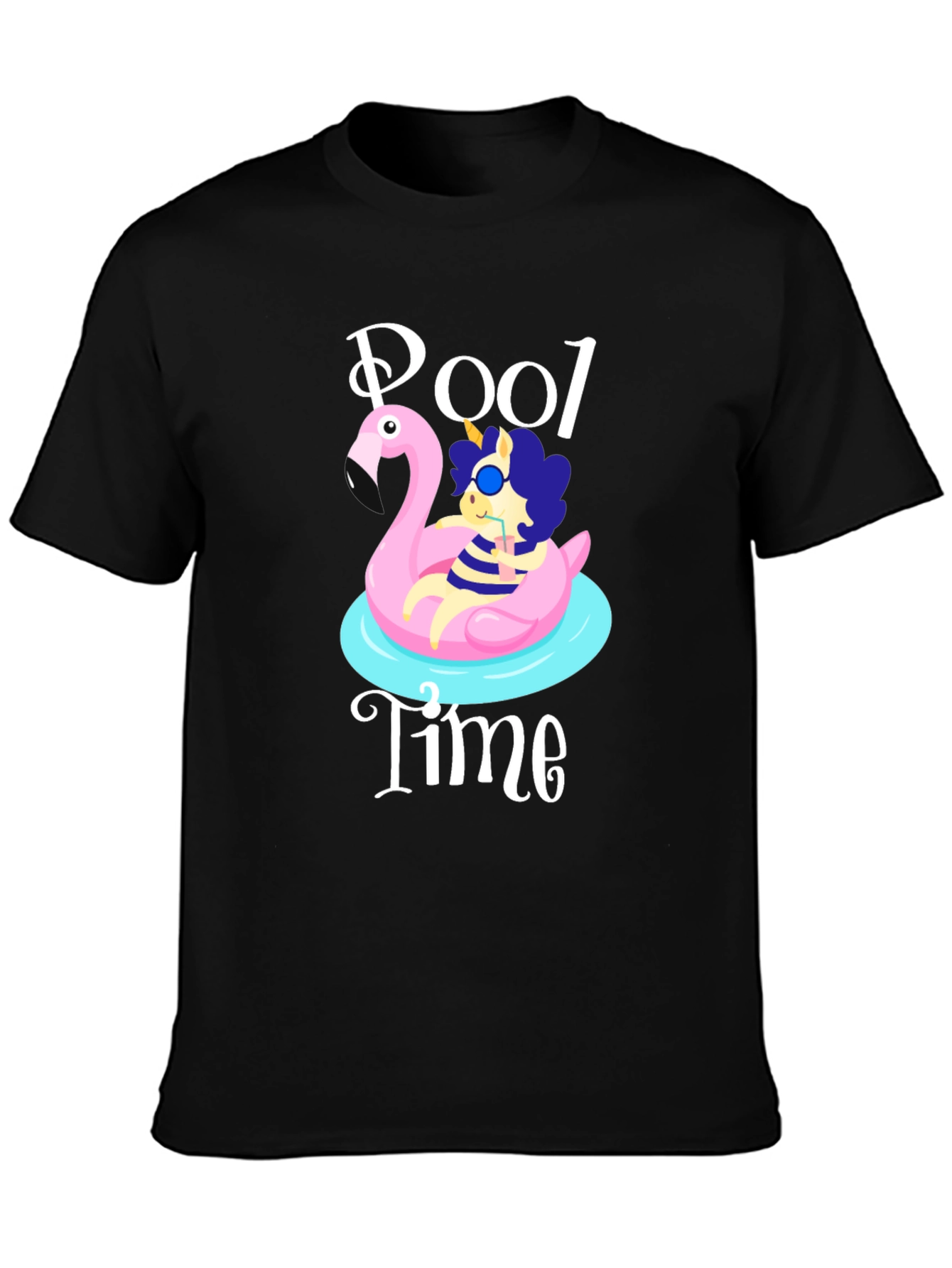 Pool Time Graphic T-Shirt - Flamingo Float Fun!