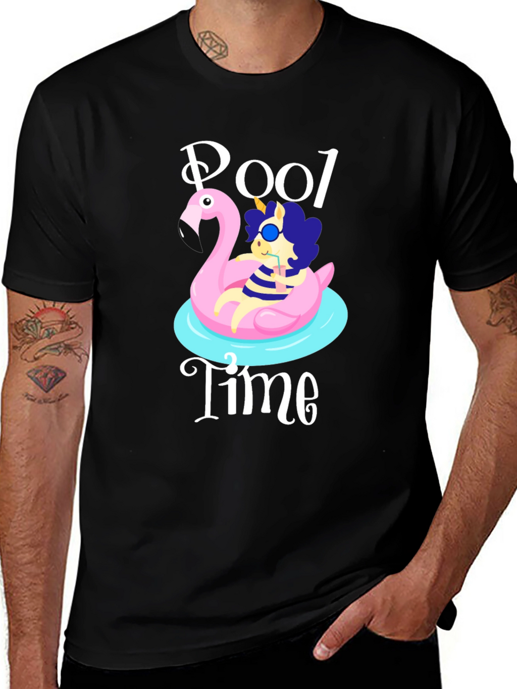 Pool Time Graphic T-Shirt - Flamingo Float Fun!