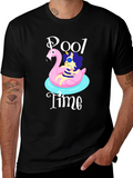 Pool Time Graphic T-Shirt - Flamingo Float Fun!
