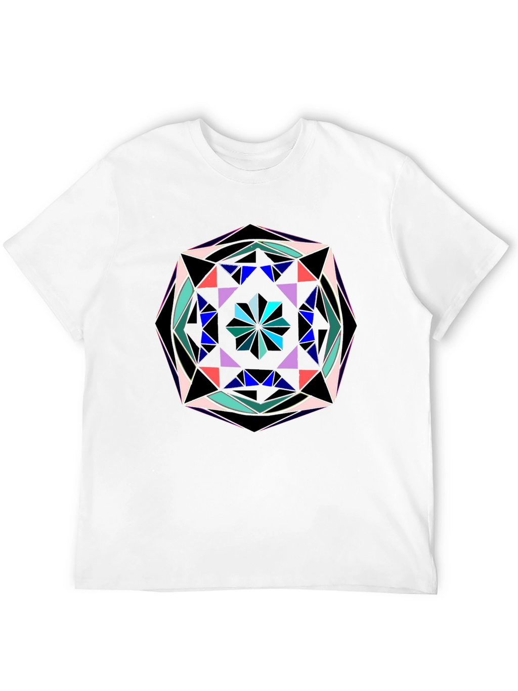 Geometric Mandala Graphic Print Black T-Shirt