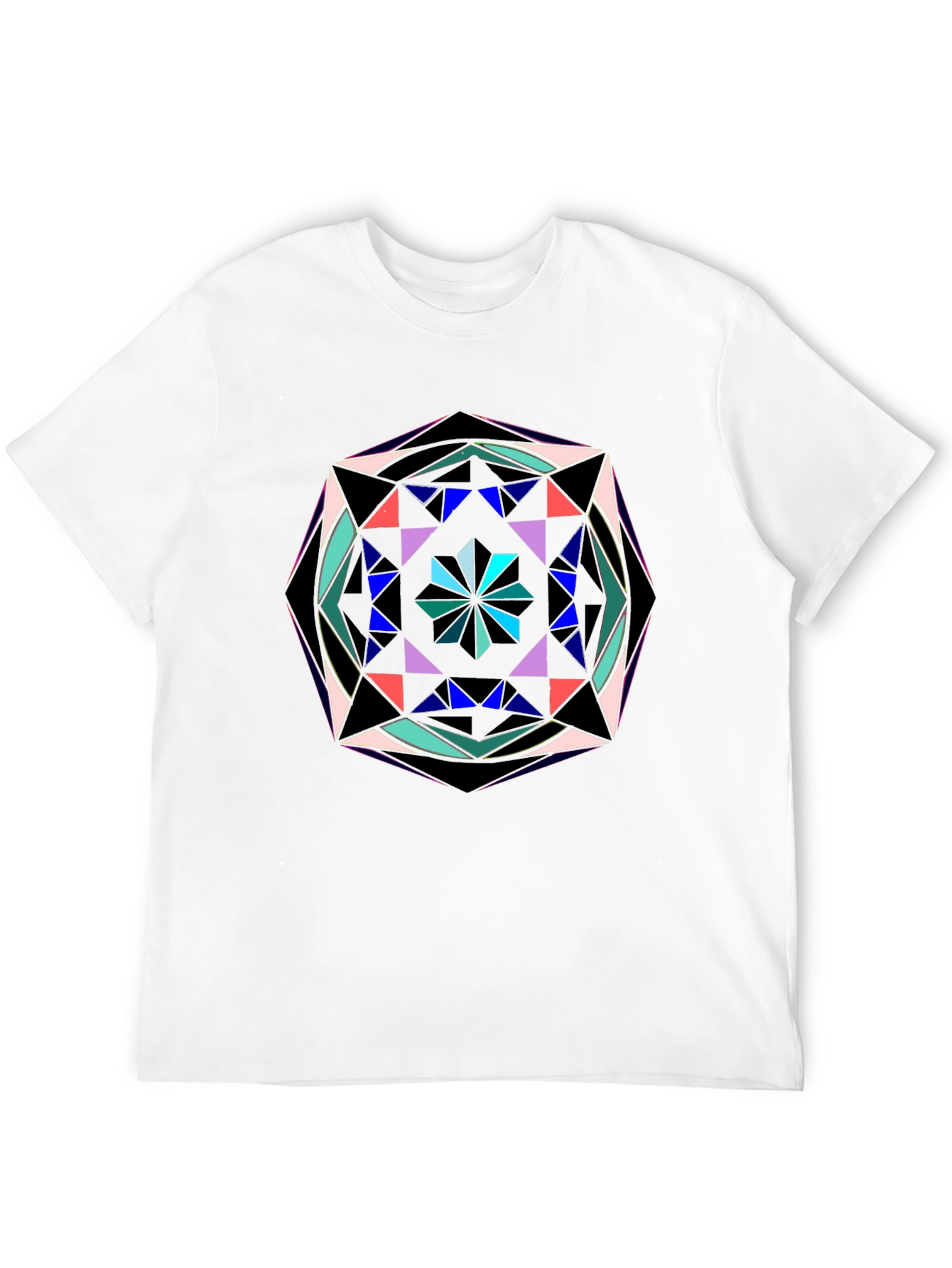Geometric Mandala Graphic Print Black T-Shirt