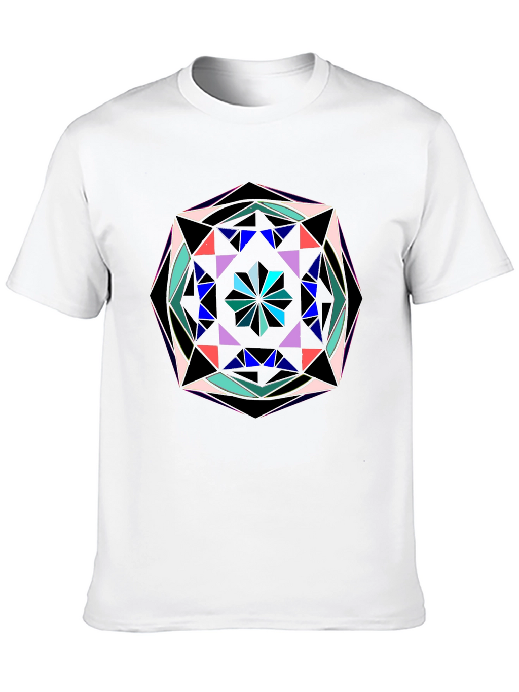 Geometric Mandala Graphic Print Black T-Shirt