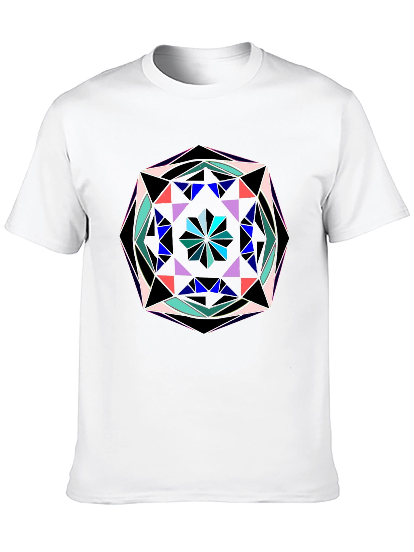 Geometric Mandala Graphic Print Black T-Shirt