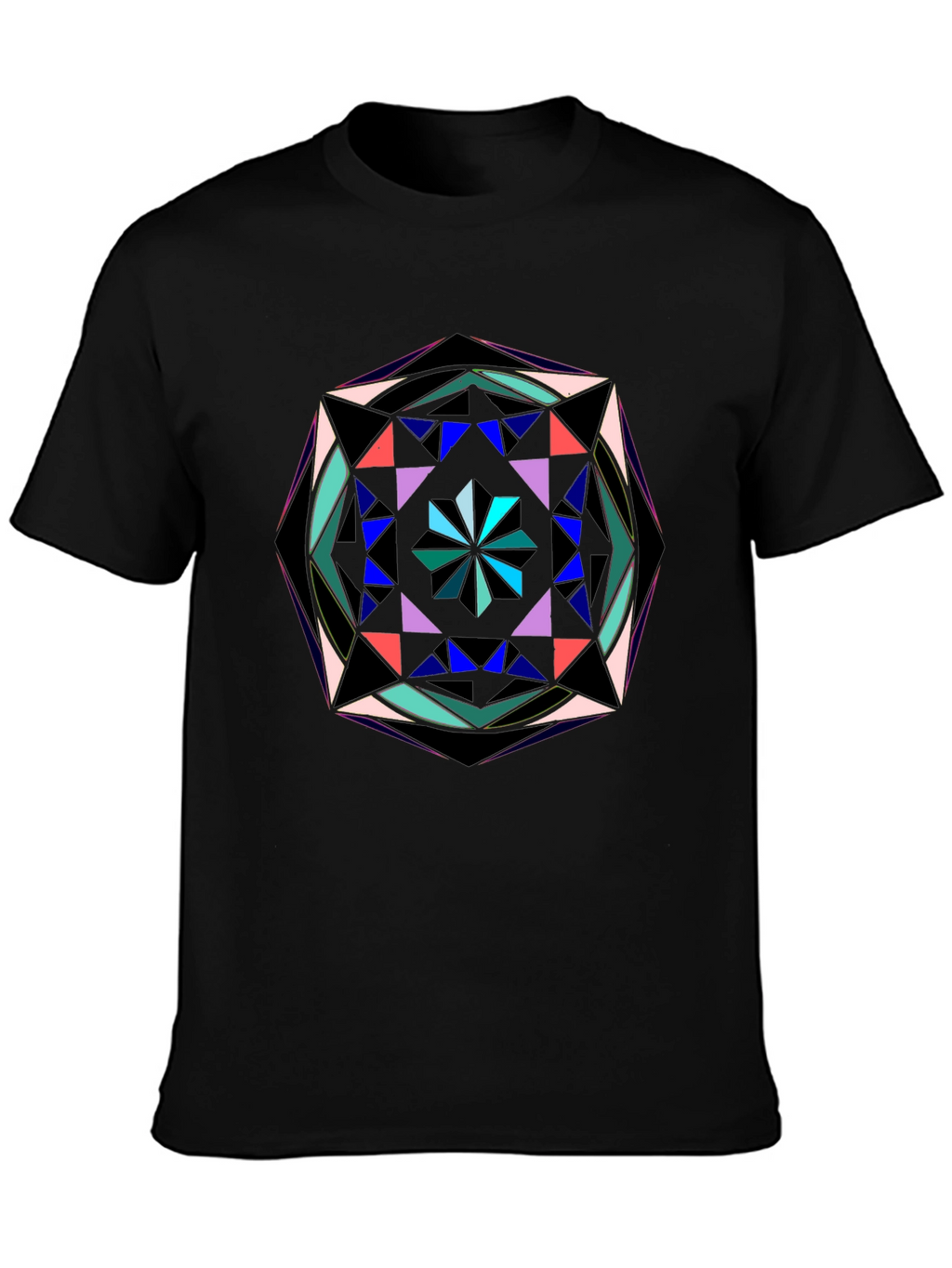 Geometric Mandala Graphic Print Black T-Shirt