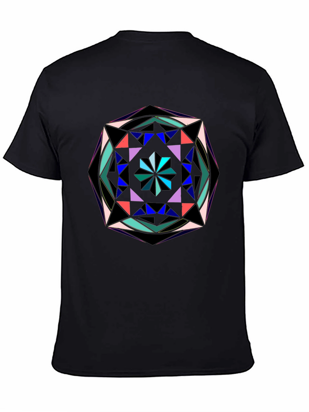 Geometric Mandala Graphic Print Black T-Shirt