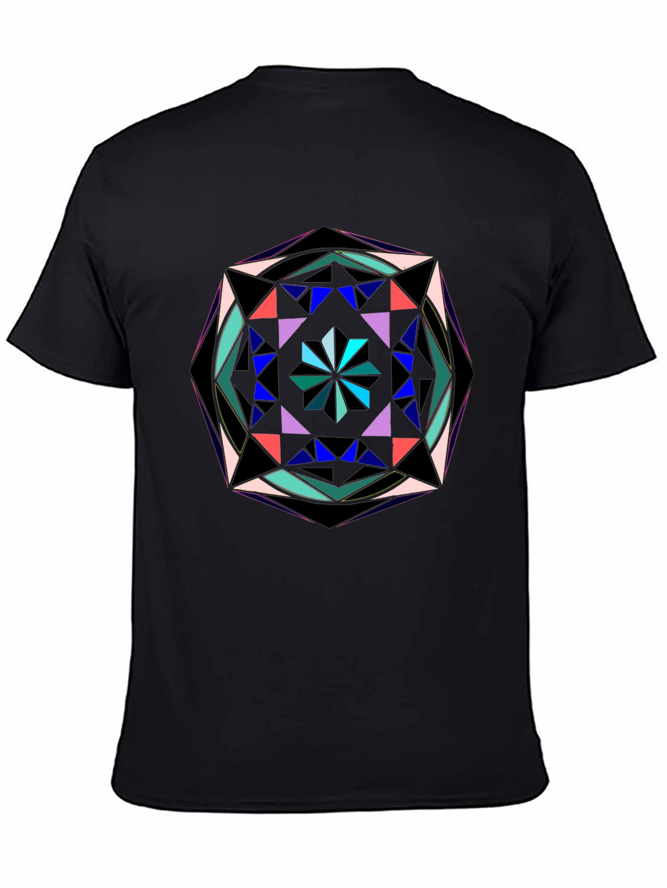 Geometric Mandala Graphic Print Black T-Shirt