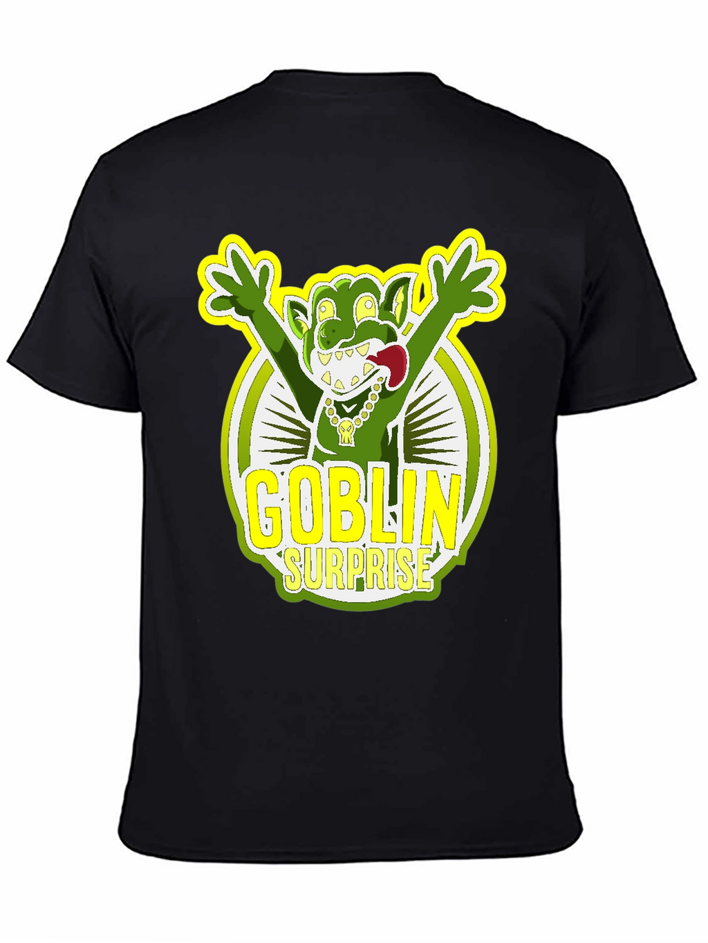 Goblin Surprise Graphic Tee - Black Crew Neck T-Shirt