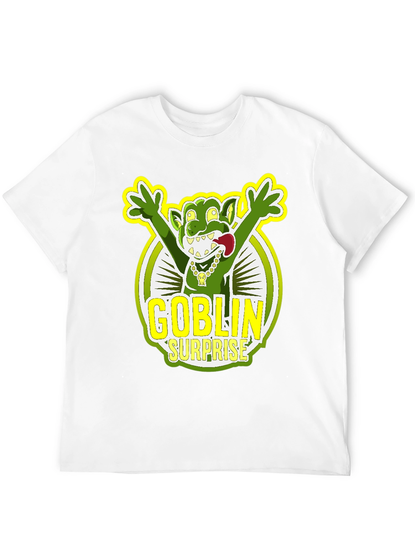 Goblin Surprise Graphic Tee - Black Crew Neck T-Shirt
