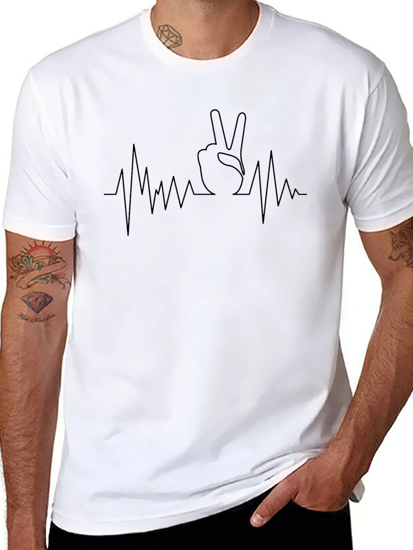 Peace Sign Heartbeat Graphic Tee