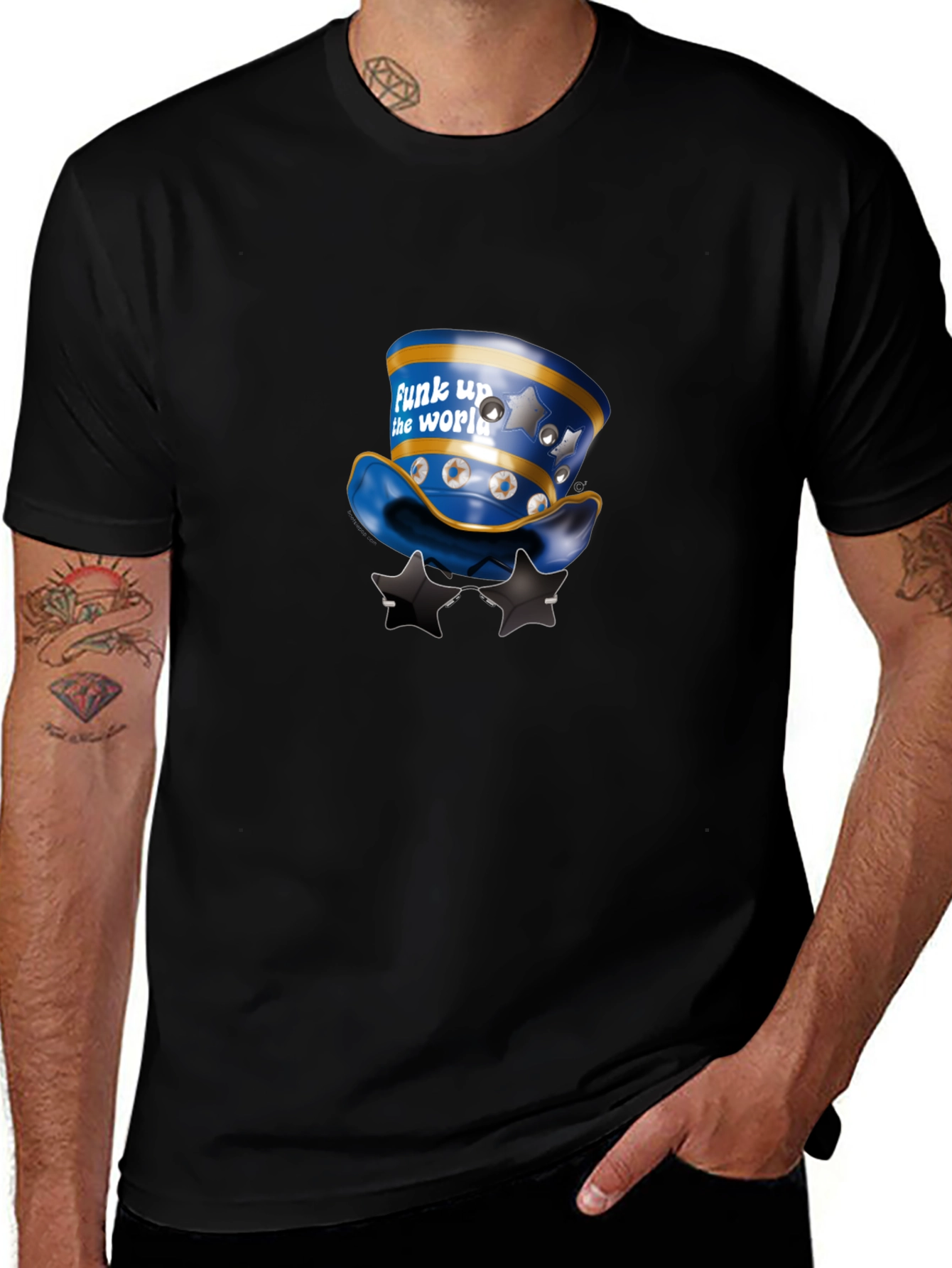 Funky Hat Graphic Black T-Shirt