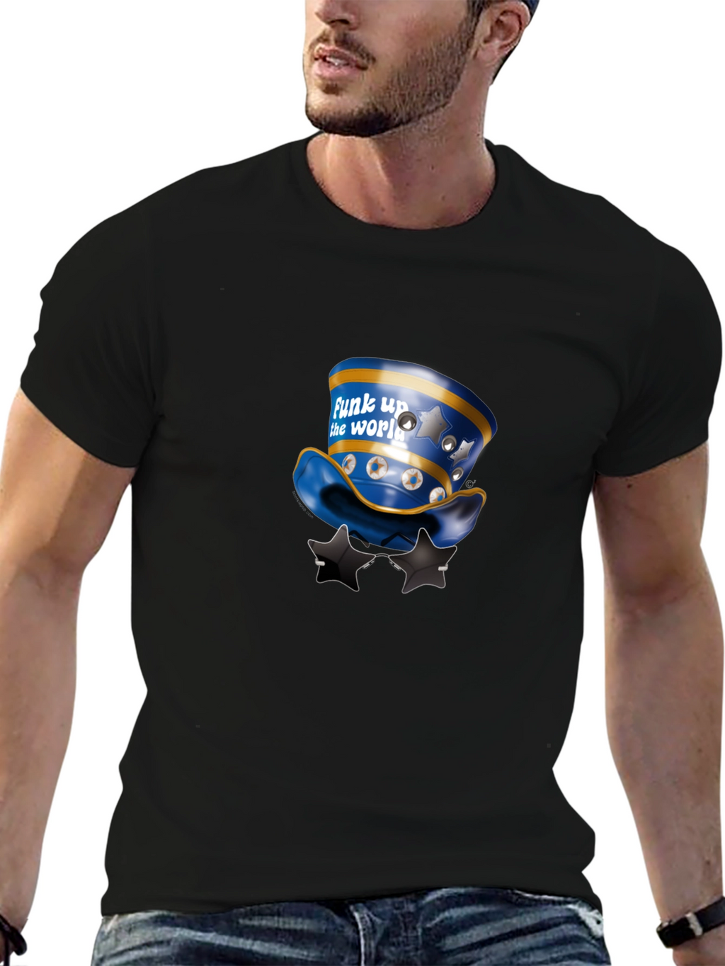 Funky Hat Graphic Black T-Shirt
