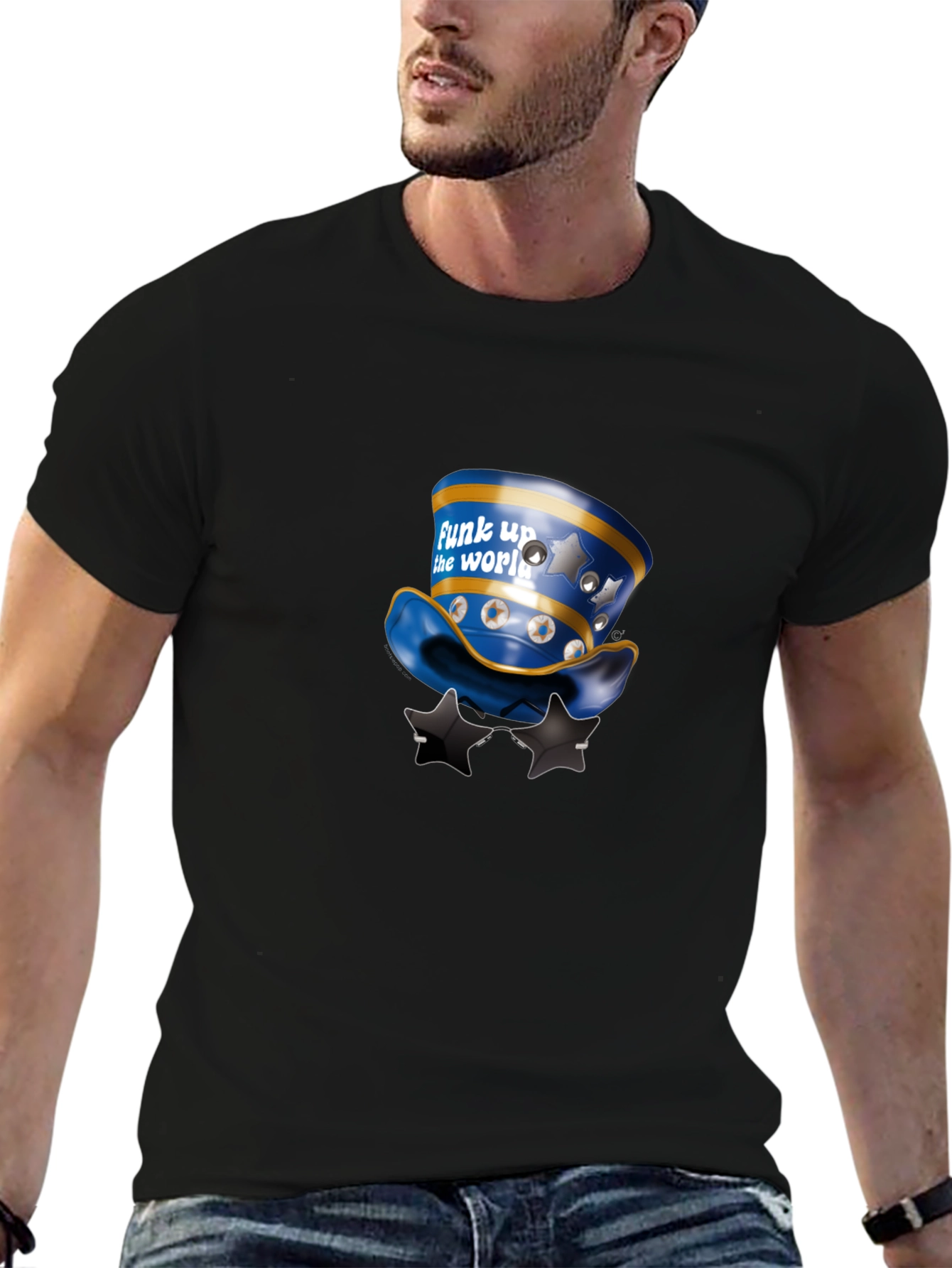 Funky Hat Graphic Black T-Shirt