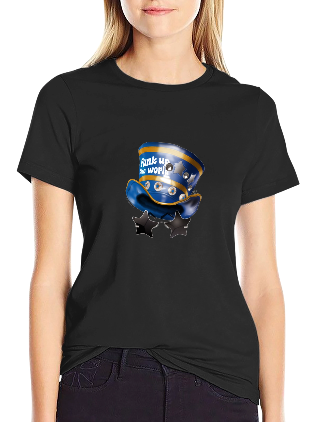 Funky Hat Graphic Black T-Shirt