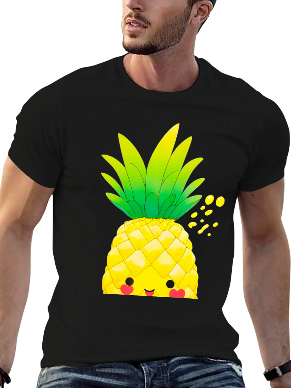 Kawaii Pineapple Graphic Tee - Tropical Style