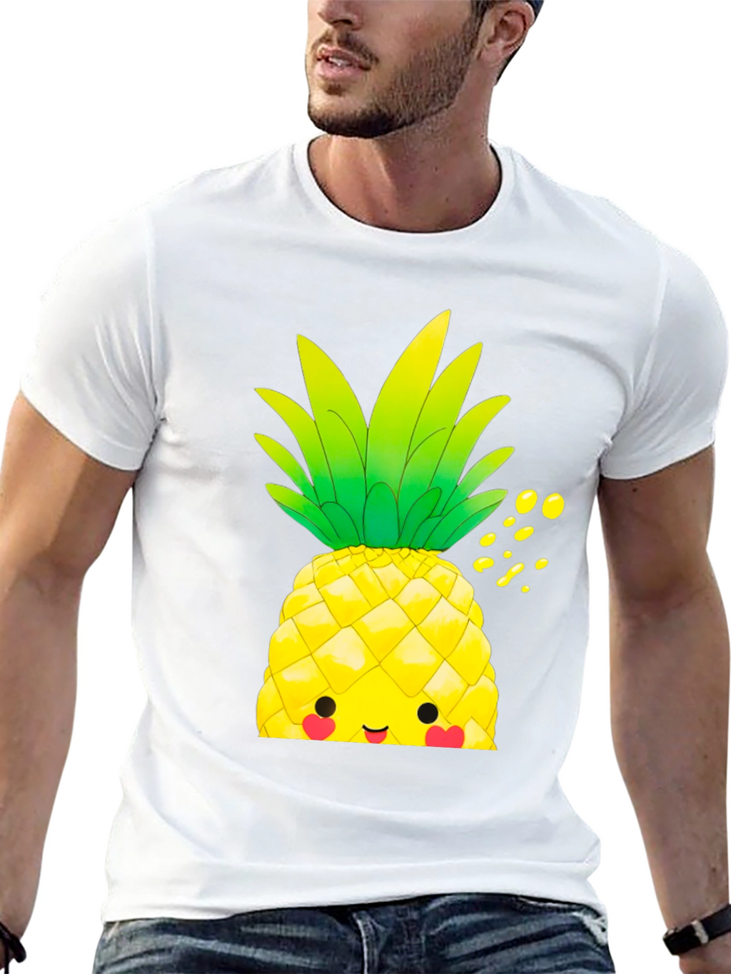Kawaii Pineapple Graphic Tee - Tropical Style