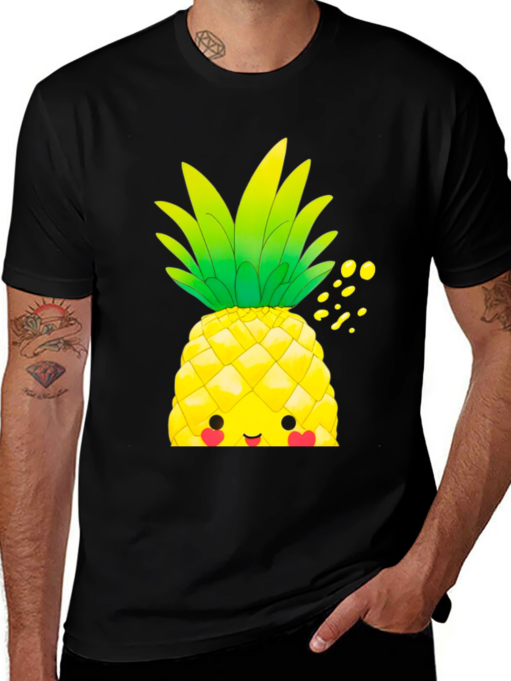 Kawaii Pineapple Graphic Tee - Tropical Style