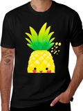 Kawaii Pineapple Graphic Tee - Tropical Style