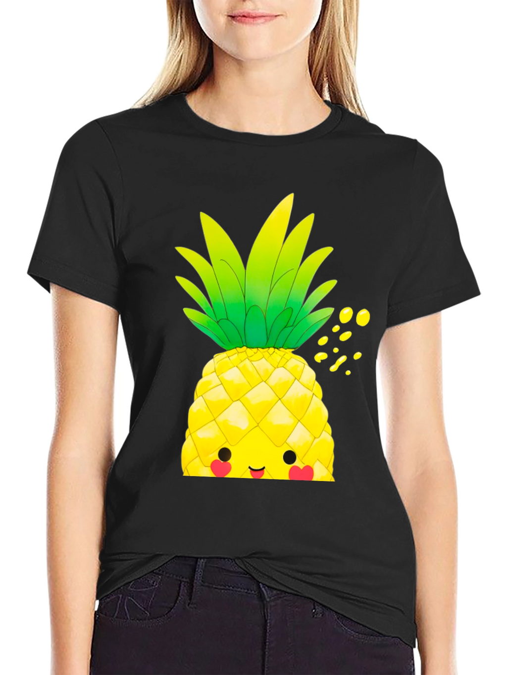Kawaii Pineapple Graphic Tee - Tropical Style