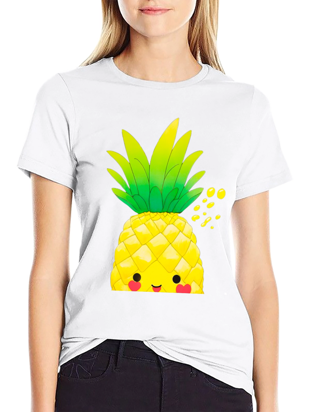 Kawaii Pineapple Graphic Tee - Tropical Style