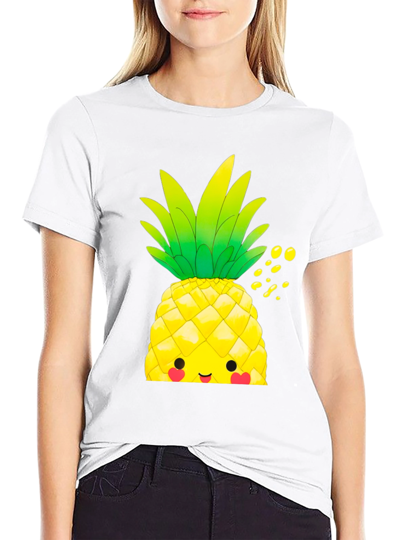 Kawaii Pineapple Graphic Tee - Tropical Style