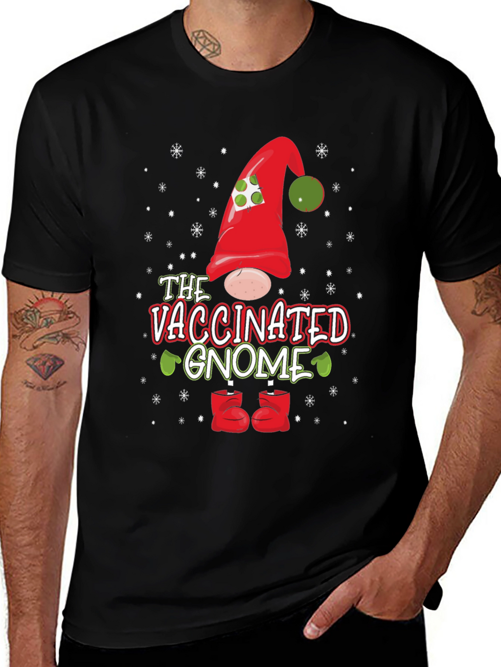Vaccinated Gnome Holiday T-Shirt