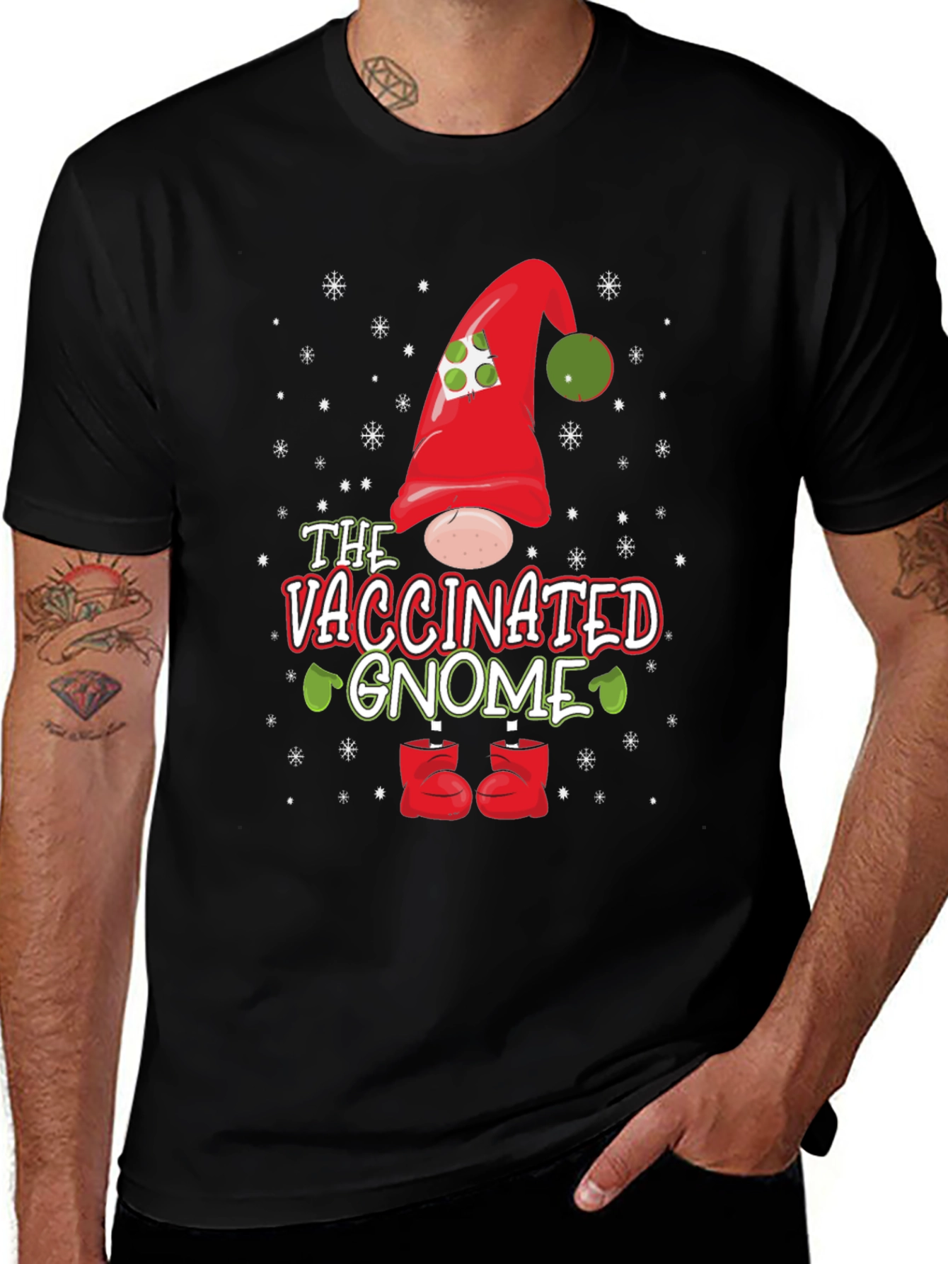 Vaccinated Gnome Holiday T-Shirt