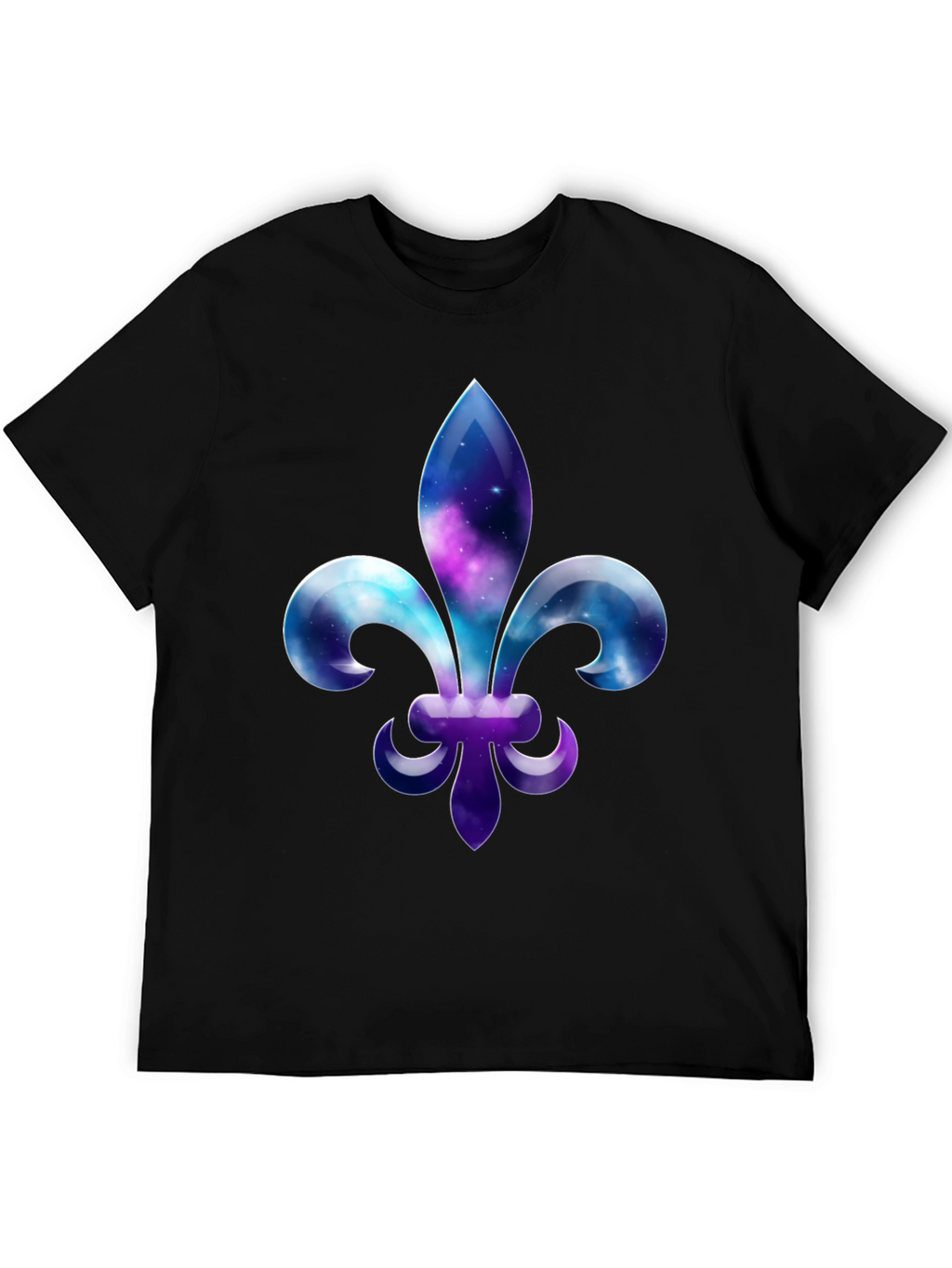 Galaxy Fleur-de-lis Graphic Tee - Stylish Mens Black T-Shirt