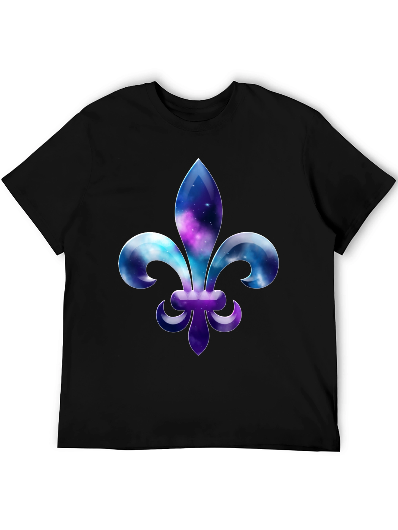 Galaxy Fleur-de-lis Graphic Tee - Stylish Mens Black T-Shirt