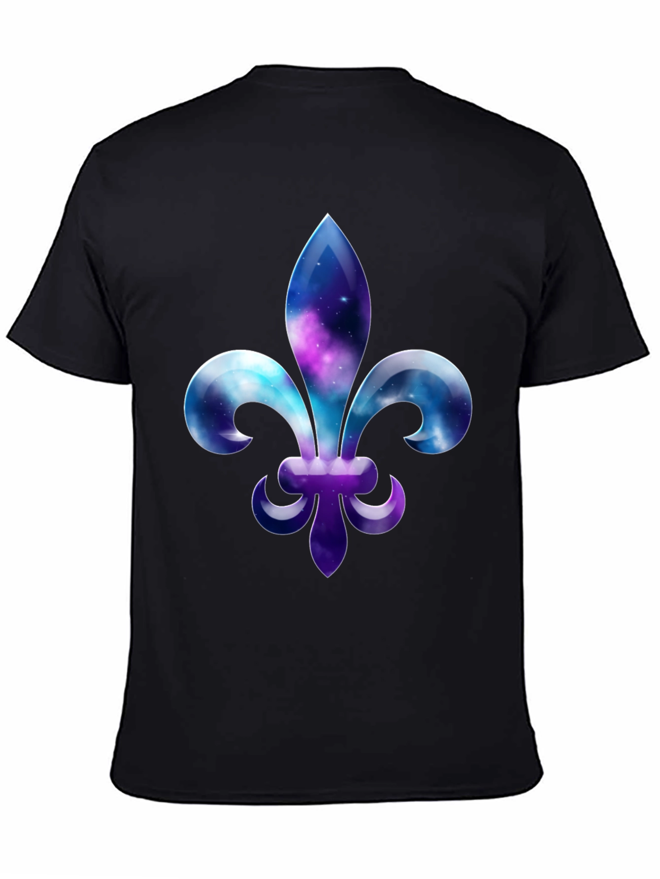Galaxy Fleur-de-lis Graphic Tee - Stylish Mens Black T-Shirt